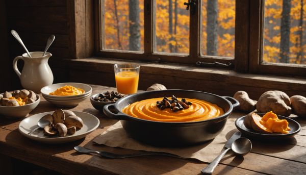 Purées de patates douces et poêlées forestières d'automne
